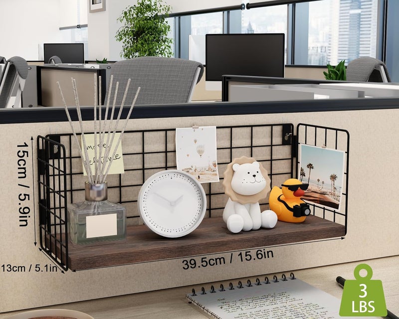 SoaShower Floating Cubicle Shelf with Hooks, Paulownia Wood Desktop Organizer for Office Cubicle Decor, Desk Shelf for Top of Desk & Cute Cubicle Accessories for Work - Image 3